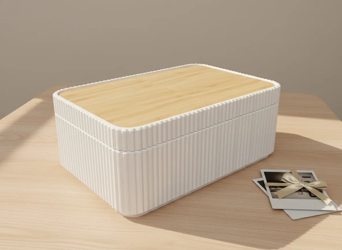 Fluted Box Eckig im Foto-Format 10×15 mit Polaroid-Stapel