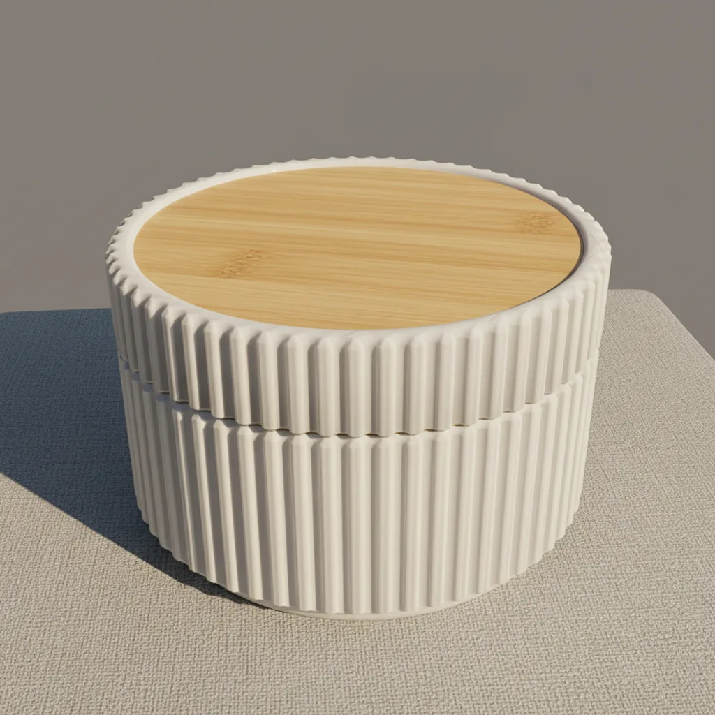 Kleine runde Fluted Box mit Bambusdeckel